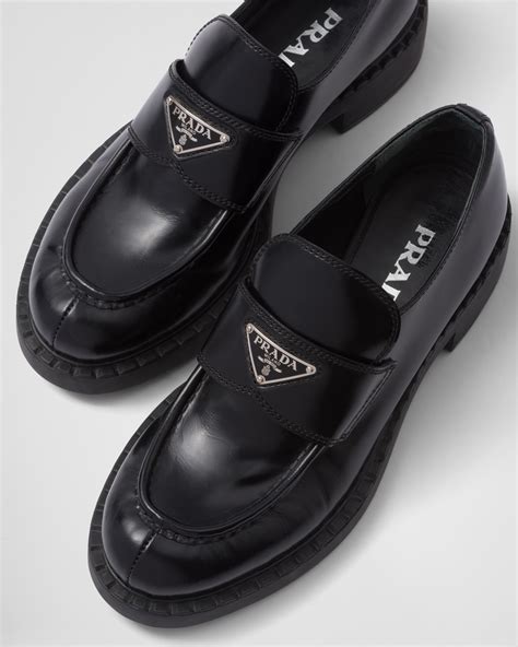 prada brushed loafer|prada brushed leather loafers women's.